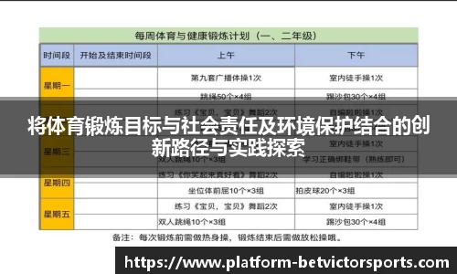 将体育锻炼目标与社会责任及环境保护结合的创新路径与实践探索